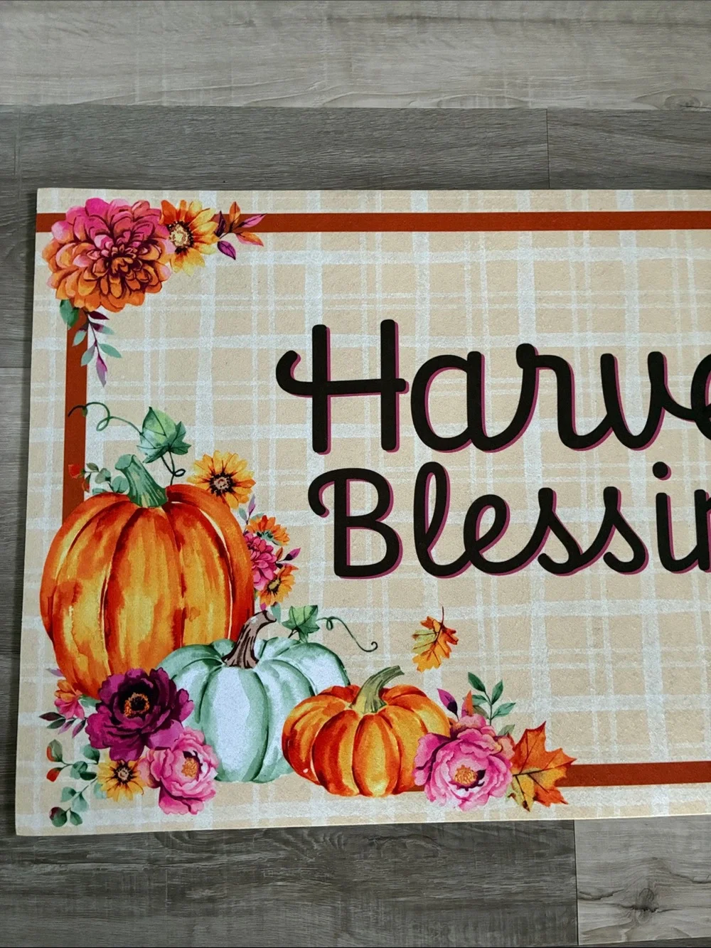 NWT- Harvest Blessings- Fall Doormat with Anti Skid Rubber Back 16x28